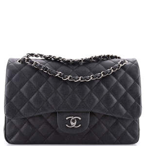 Chanel Jumbo Classic Double Flap Bag Quilted Caviar